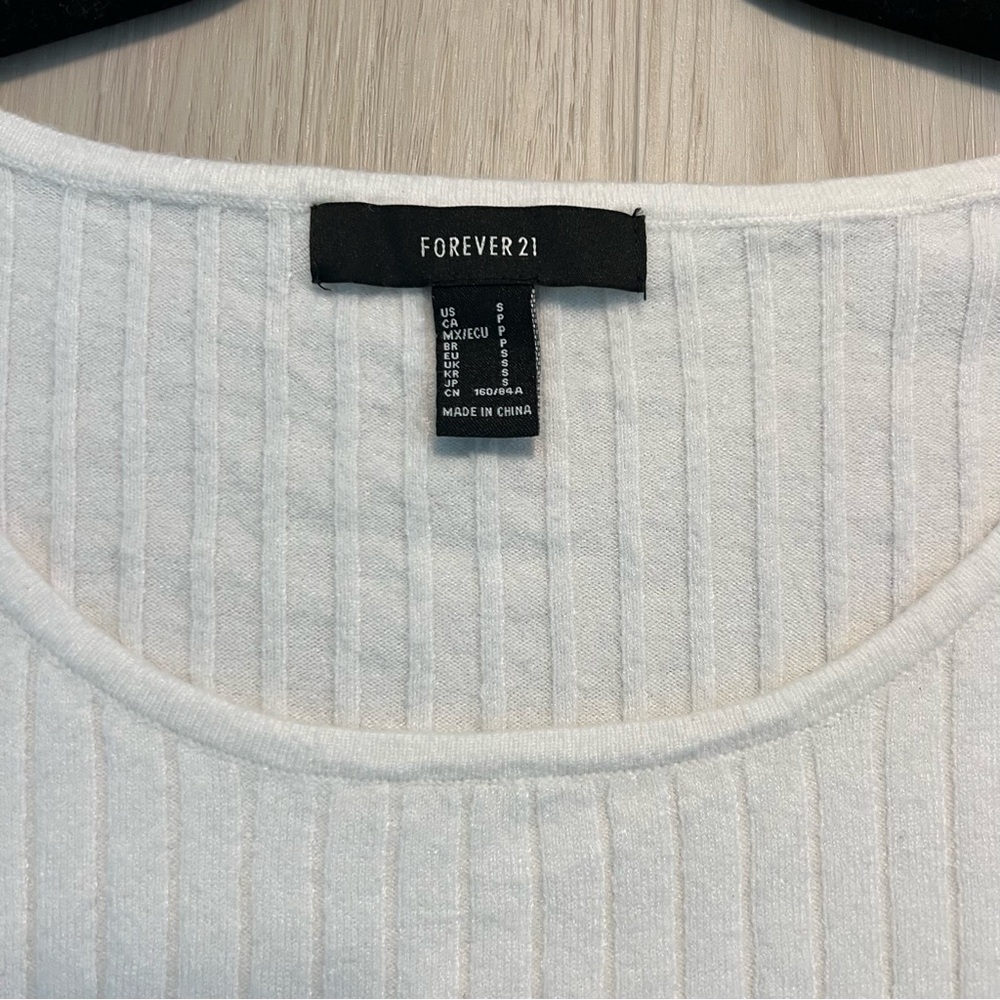 White Ribbed Long Sleeve Top - Picture 2 of 3